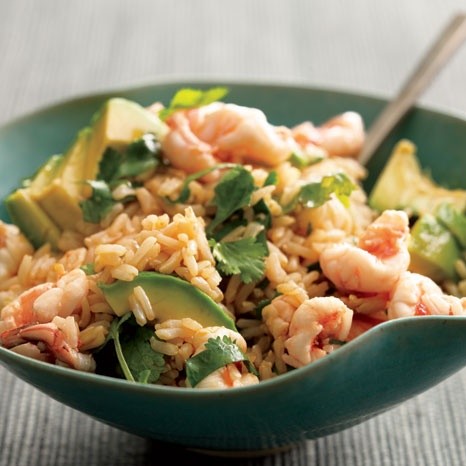 shrimp. cilantro, avocado & brown rice.