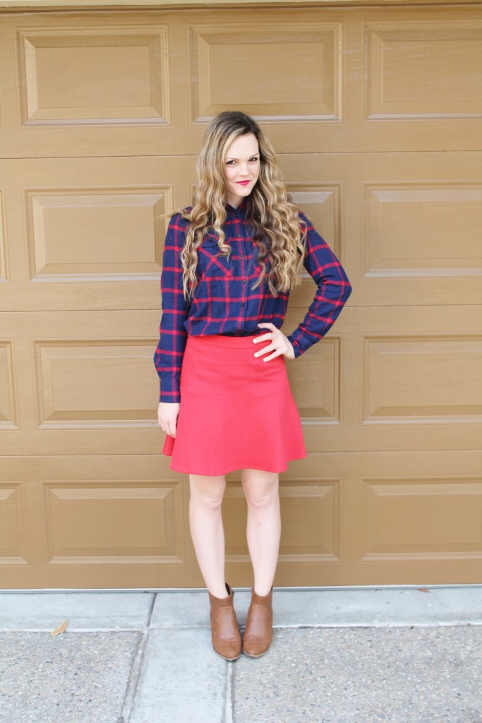 one flannel, three ways || flirty skirt & booties