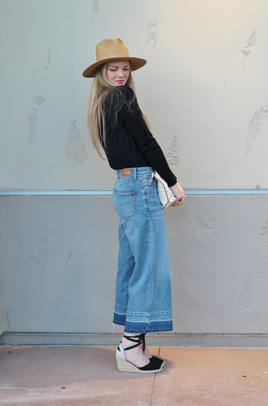 high waisted cropped wide leg jeans