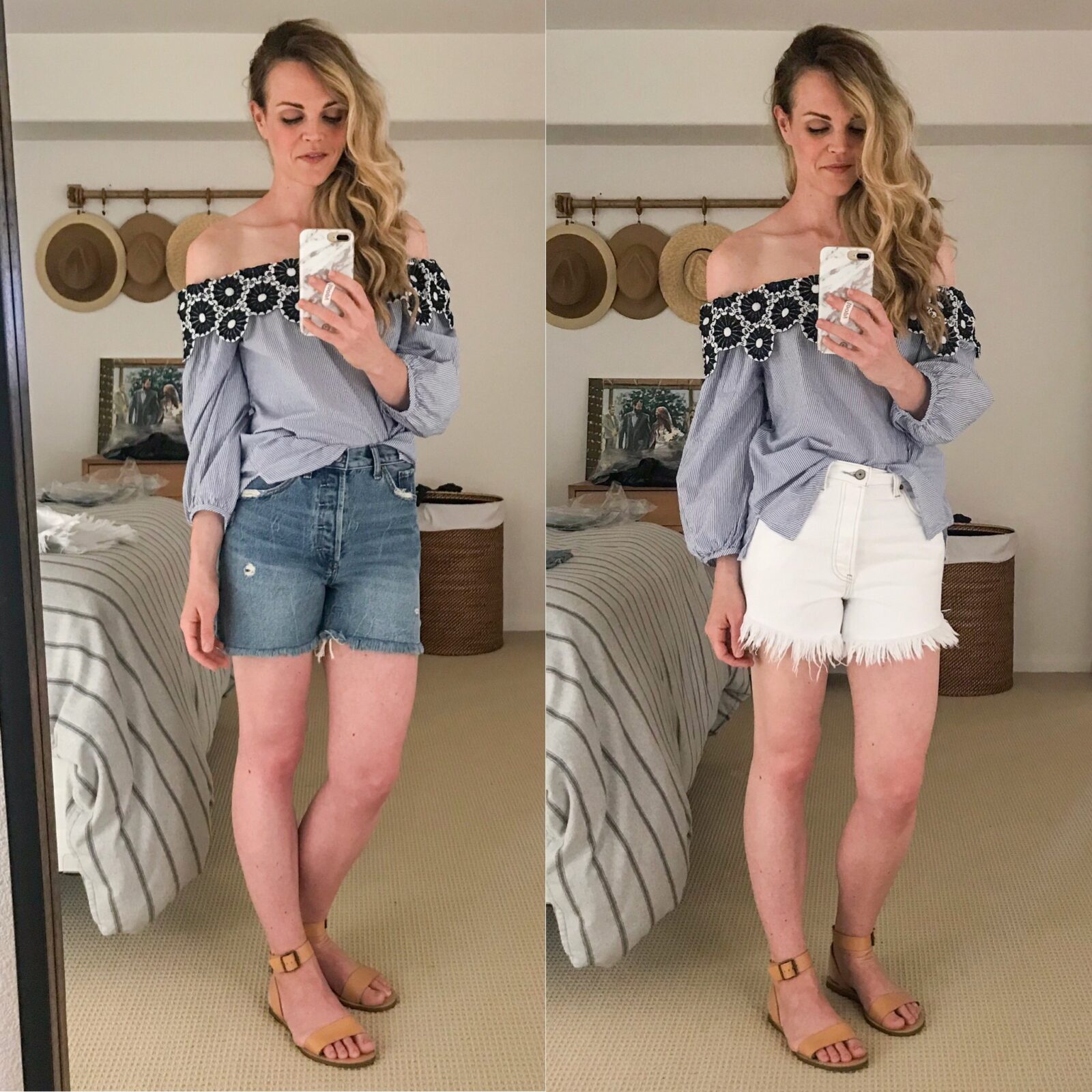 high-waisted mid-rise denim shorts review